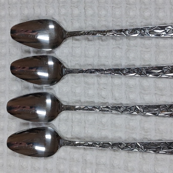 Vintage MCM Towle SCC Aquarius Stainless Flatware Set 4 Tablespoons 4 Teaspoons - Picture 2 of 5